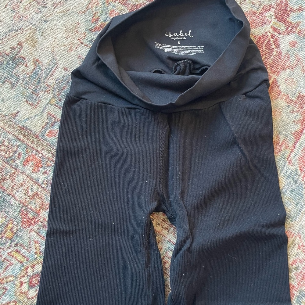 Isabel Maternity Black Ribbed biker shorts